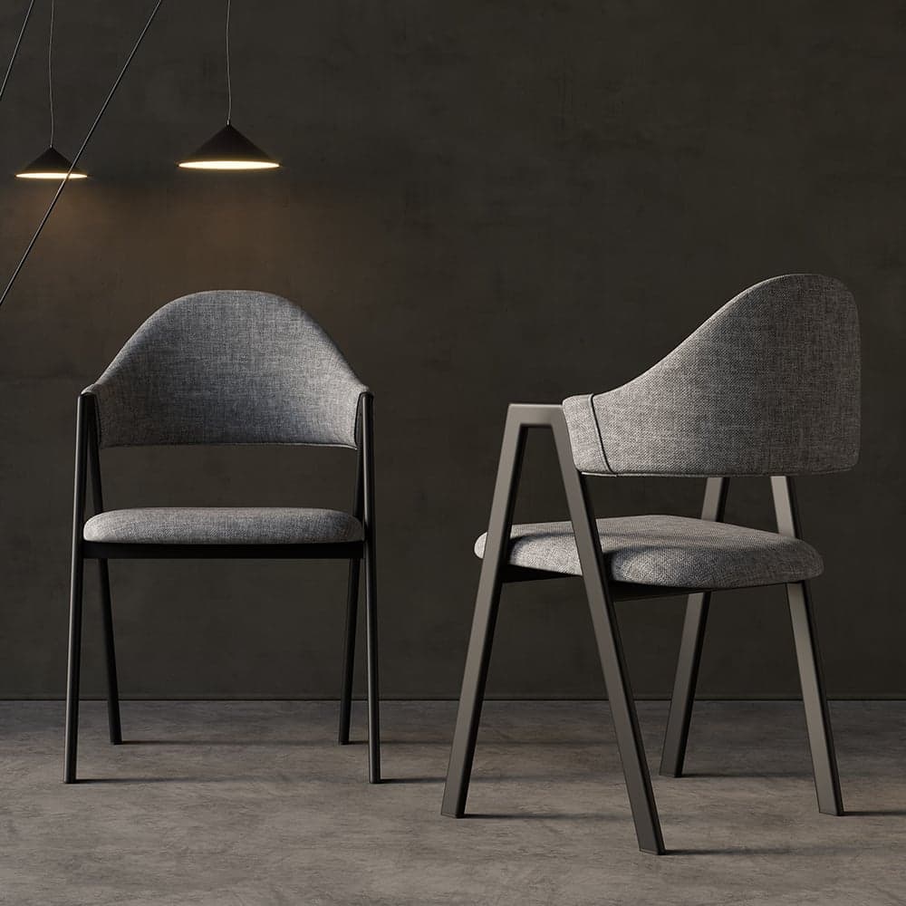 Set of 2 Modern Dining Chairs with Linen Upholstery Gray