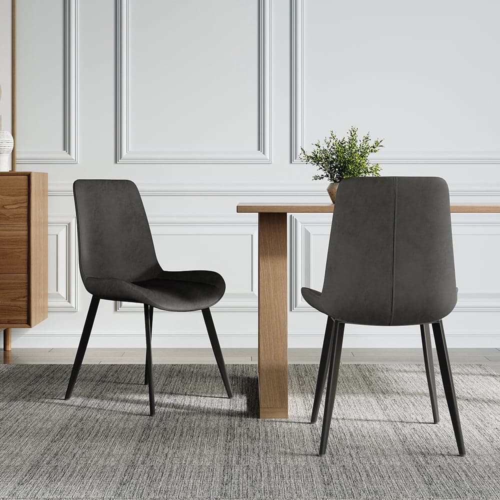 Linesly Series Mid-Century Modern PU Leather Dining Chairs Gray
