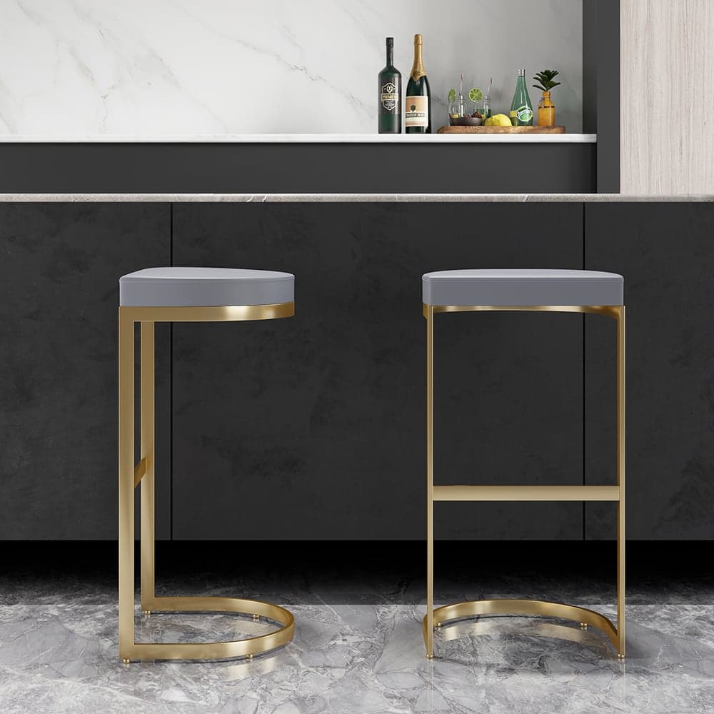 Modern Counter Stools with PU Leather Upholstery Gray