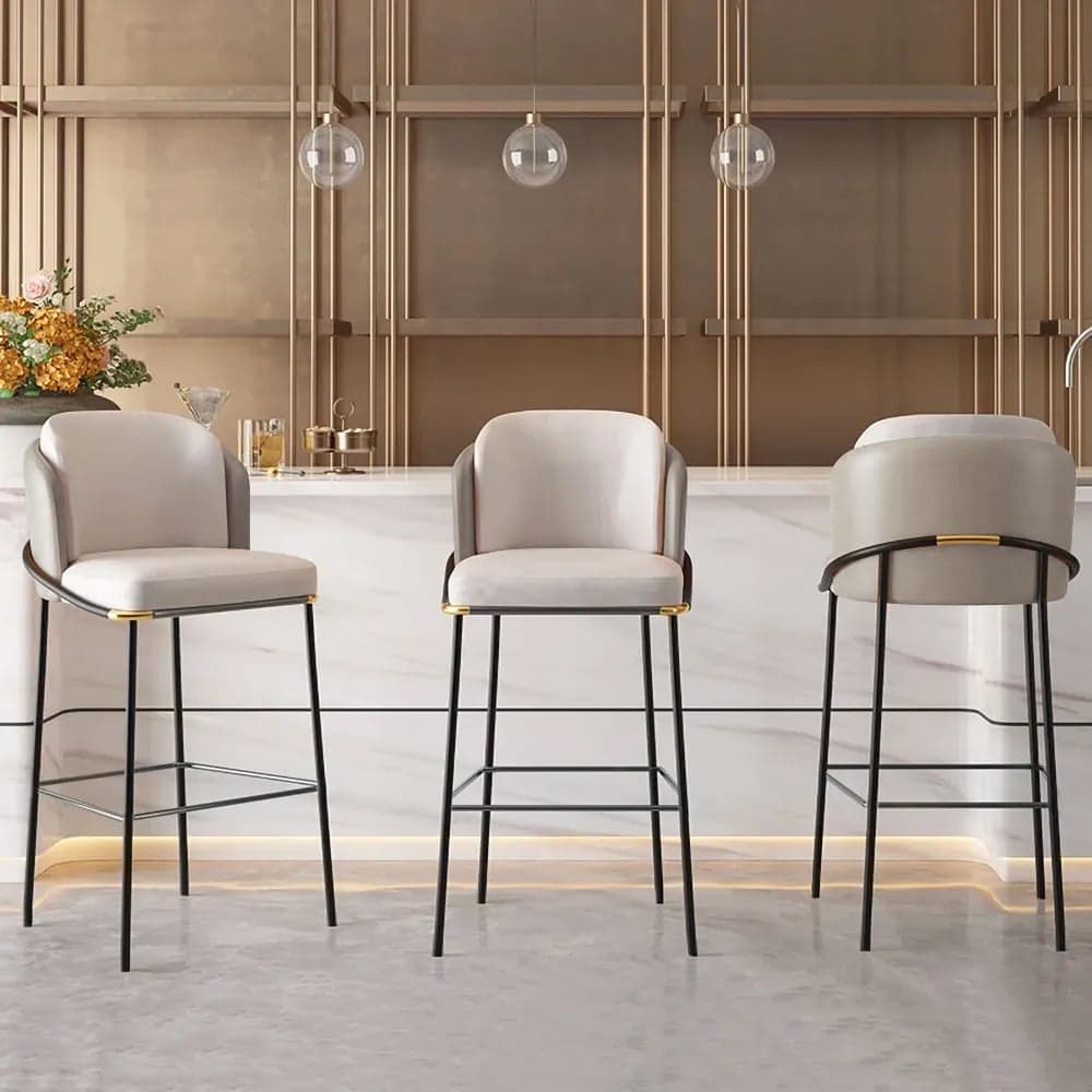 Linenic Orange PU Leather Bar Stool with Upholstered, 1 Piece