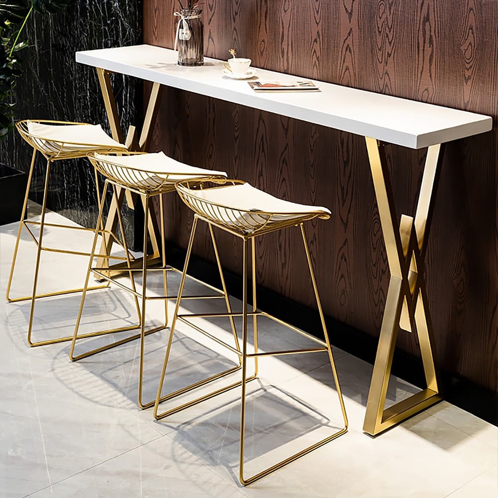 Rectangular Bar Height Pub Table Dining Table for Breakfast Nook Solid Wood X Base