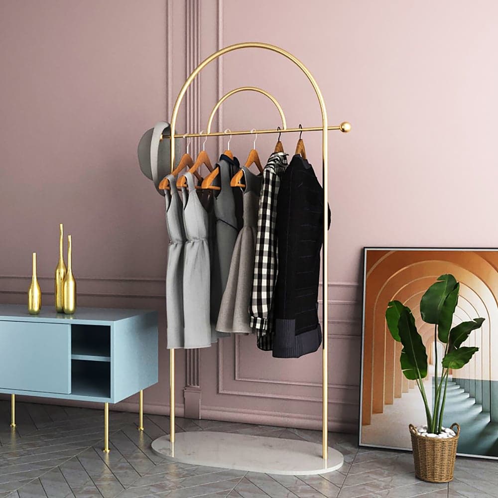 66" Modern Freestanding Rail Cloth Rack with Marble Base