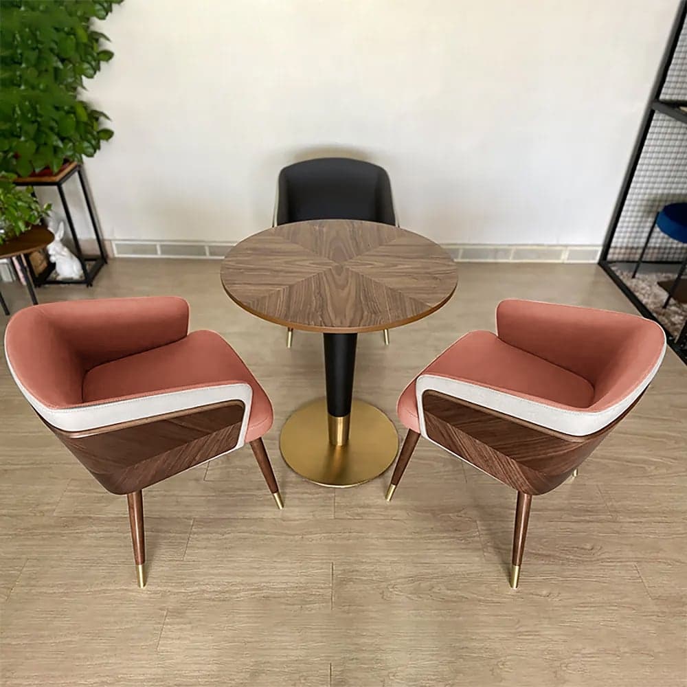 Mid-Century Modern Dining Chairs with Leath-aire Upholstery Orange