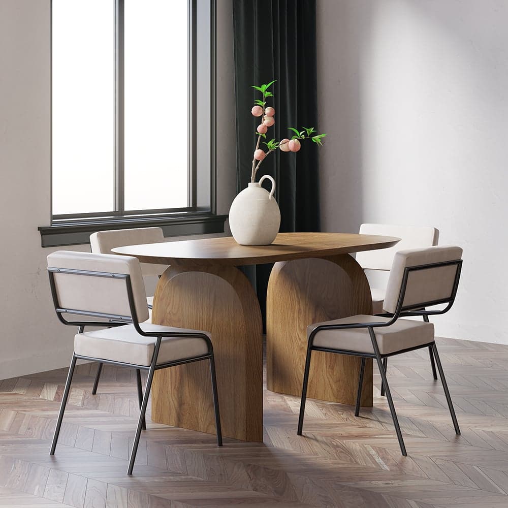 Tintica 59" Oval Walnut Wood Dining Table, Seats 4