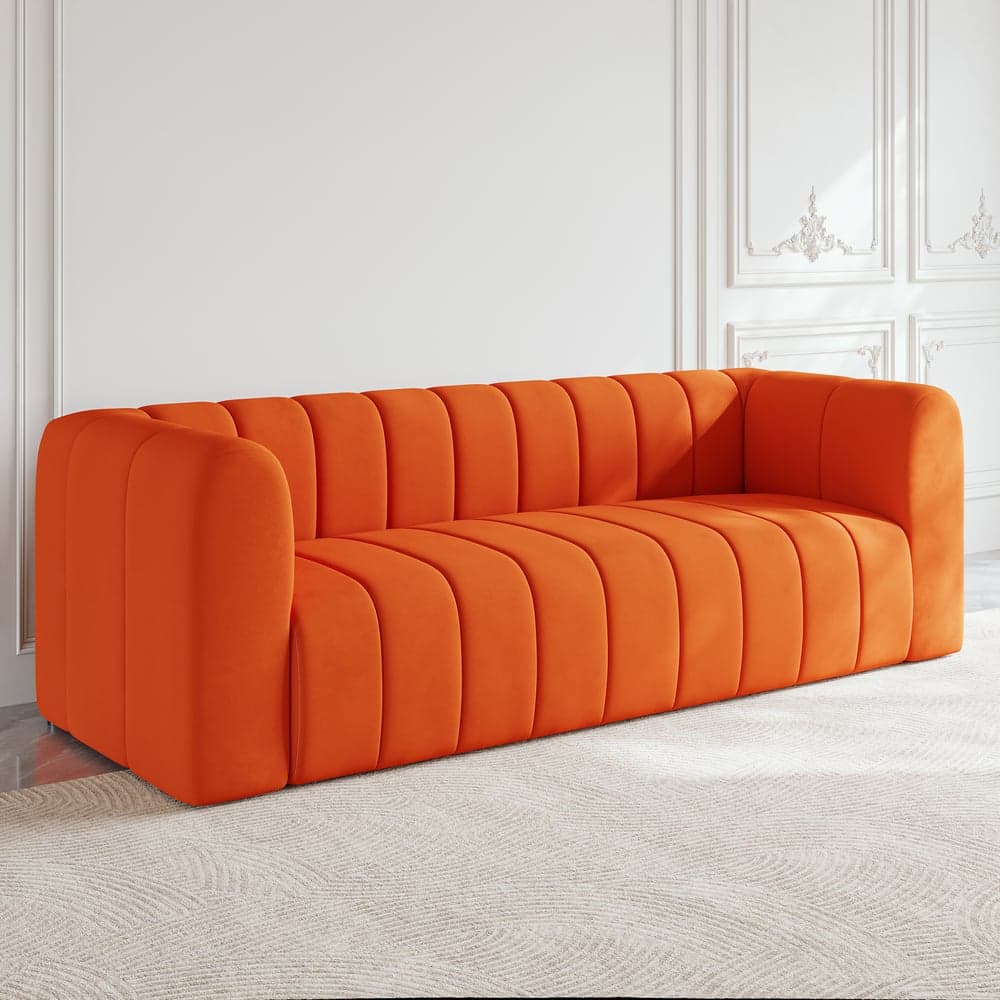 87.8" Modern Velvet Upholstered Sofa 3-Seater Sofa Luxury Sofa Solid Wood Frame