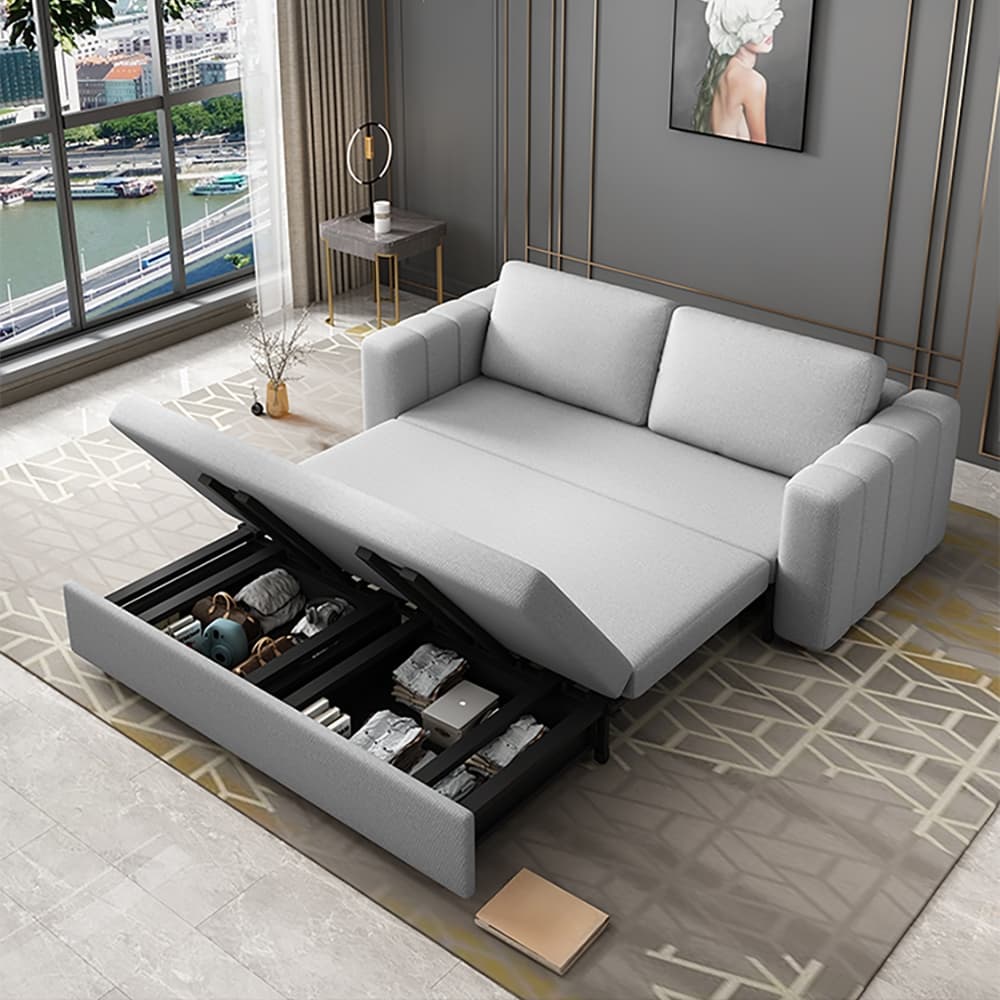 82" King 3-Seater Linen Convertible Sleeper Sofa