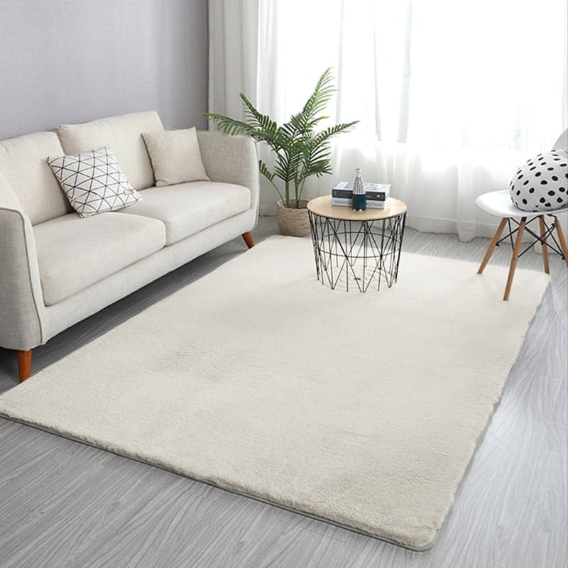 6' x 9' Beige Shag Faux Rabbit Fur Fluffy and Thick Rectangle Area Rug for Living Room