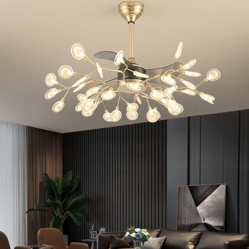 37" Firefly Ceiling Fans with 42-Lights 6-Speed Reversible with Remote Control Decor